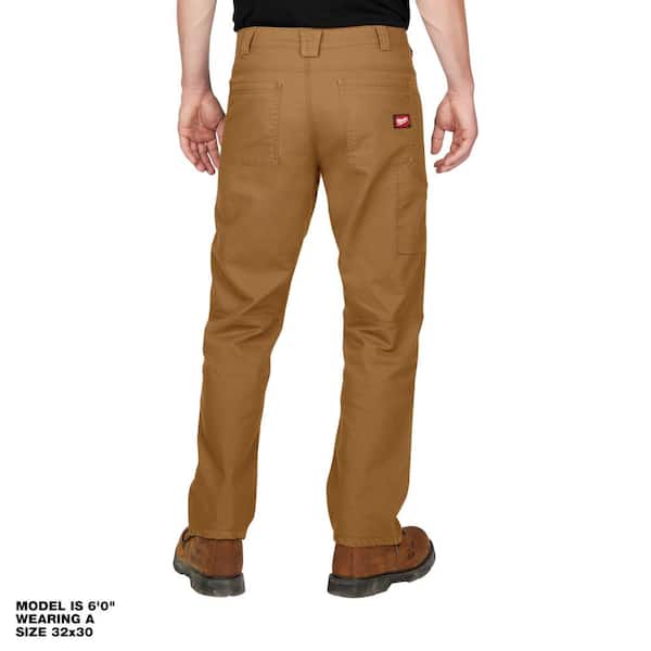 Milwaukee Men's 32 in. x 34 in. Khaki Cotton/Polyester/Spandex Flex Work  Pants with 6 Pockets 701K-3234 - The Home Depot