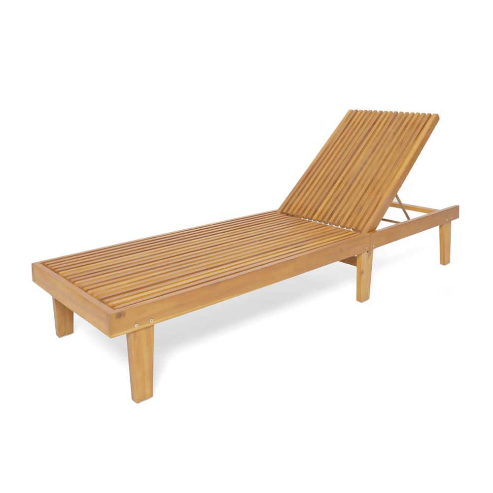 Natural Wood Outdoor Chaise Lounge with Beige Cushions Durable Construction Easy to Install price history on PriceWatchPro