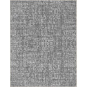 Gray 5 ft. 3 in. x 7 ft. 3 in. Abstract Nightscape Modern Geometric Flat-Weave Area Rug