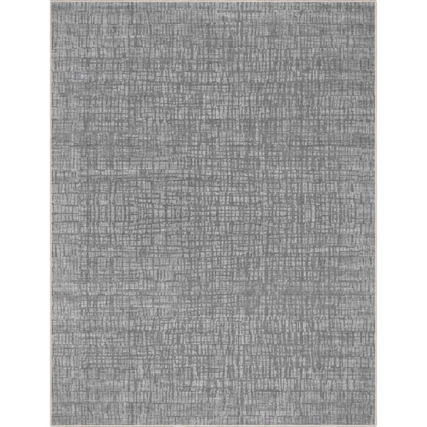 Gray 9 ft. 10 in. x 13 ft. Abstract Nightscape Modern Geometric Flat-Weave Area Rug