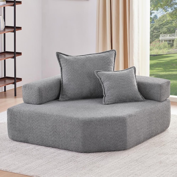 Noble House Urla 47.5 in. Boucle Fabric Modular U-Shape Corner Sectionals Sofa Piece in. Gray, Oversized