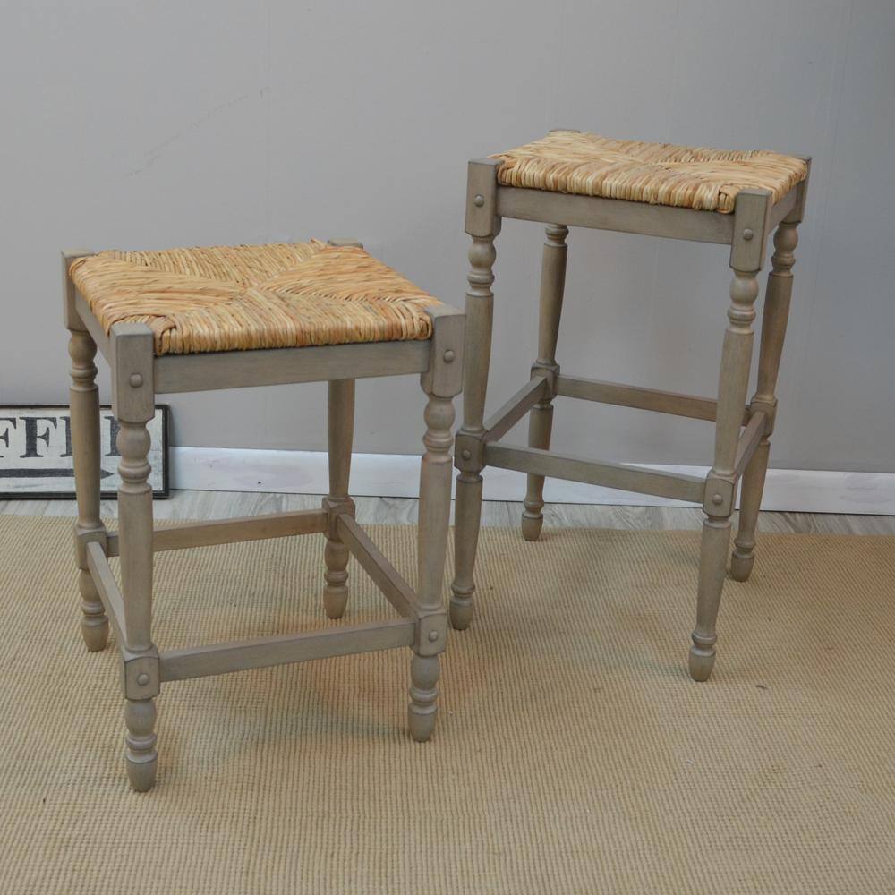 Weathered Gray Backless Wood Counter Height Stool