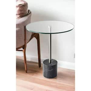 17.75 in. Clear Round Glass End Table