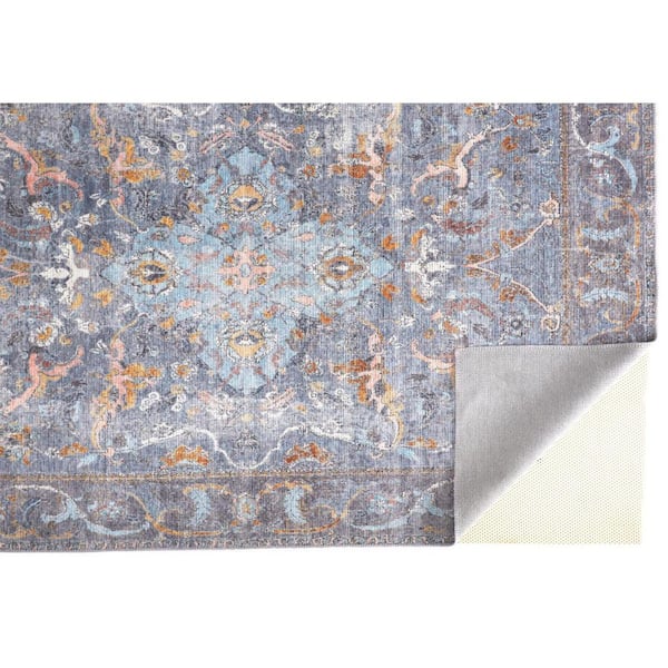 HomeRoots 8 x 10 Blue, Gray Floral Area Rug