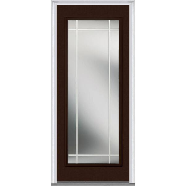 MMI Door 30 in. x 80 in. Prairie Internal Muntins Right-Hand Full Lite Classic Painted Fiberglass Smooth Prehung Front Door