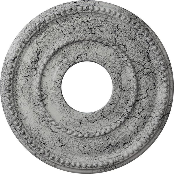 Ekena Millwork 3/4 in. x 12-1/8 in. x 12-1/8 in. Polyurethane Valeriano Ceiling Medallion, Ultra Pure White Crackle