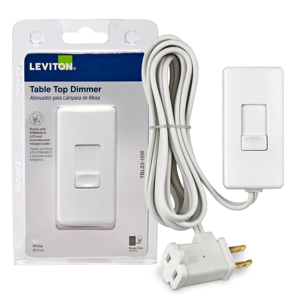 Leviton Tbl03 Universal Tabletop Slide Control Lamp Dimmer White for sale online 