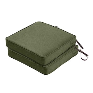 Montlake FadeSafe 19 in. L x 19 in. W x 3 in. Thick Heather Fern Green Square Outdoor Seat Cushion (2-Pack)