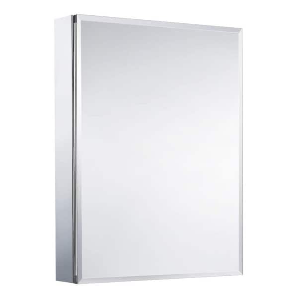 AOSMAY Anaelle 20 in. W x 26 in. H Medium Rectangular Silver Aluminum Recessed or Surface Mount Medicine Cabinet with Mirror