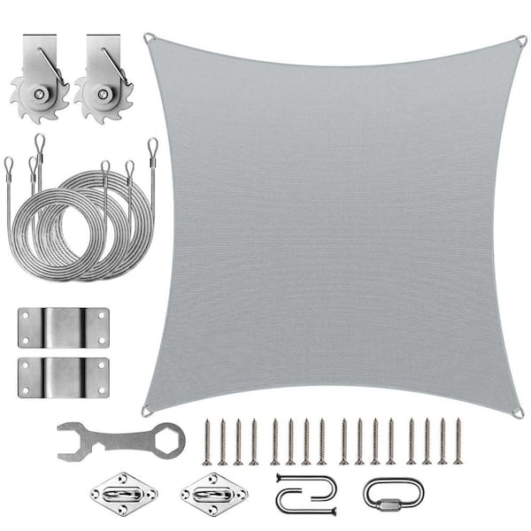Pro Ring 18 ft. x 18 ft. Square Sun Shade Sail with Hardware TAWAL-Grey