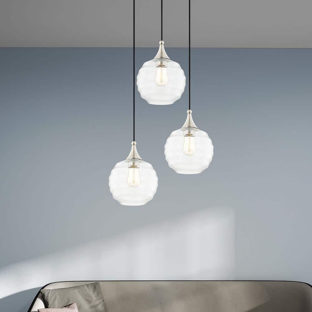Brushed Nickel Mini Globe Pendant with Clear Glass