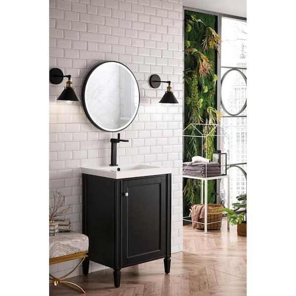 Britannia 23.6 in. W x 18.1 in. D x 35.4 in. H Bath Vanity in Black Onyx with White Glossy Top