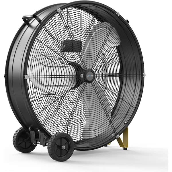 30 in. 3-Speed Heavy Duty Industrial Drum Fan in Black for Warehouse, Workshops, Garage and Basement-UL Safety Listed