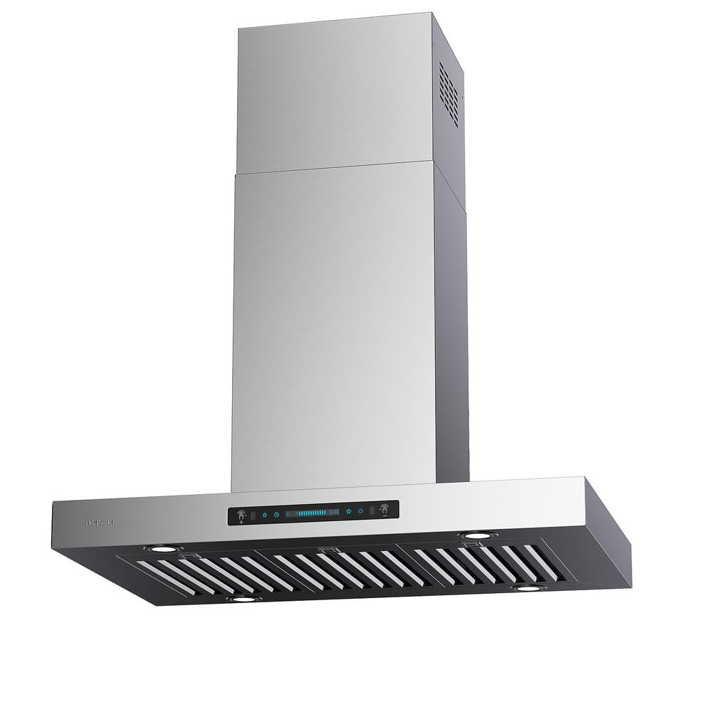 IKTCH 36" Stainless Steel Island Range Hood with Gesture Control