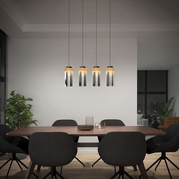 Modern 12-Light Pendant Chandelier – Glass Ball Cluster With Black Metal Booms, For Dining Room, Kitchen, Or Living Room