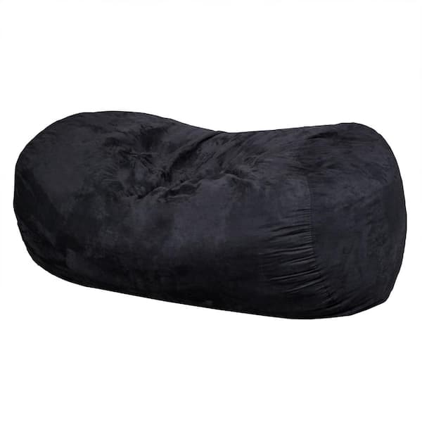 Noble House 6.5 ft. Black Suede Polyester Bean Bag