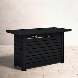 50,000 BTU 42 in. Square Steel Outdoor Propane Gas Fire Pit Table in Black with Lid