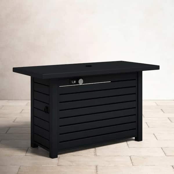 Mondawe 50,000 BTU 42 in. Square Steel Outdoor Propane Gas Fire Pit Table in Black with Lid