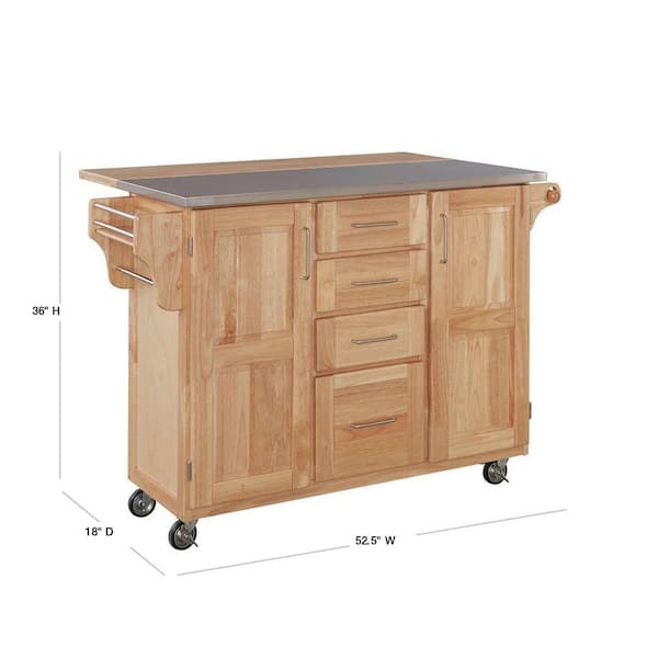 Homestyles Natural Wood Kitchen Cart, Kitchen Island With Granite Top And Breakfast Bar