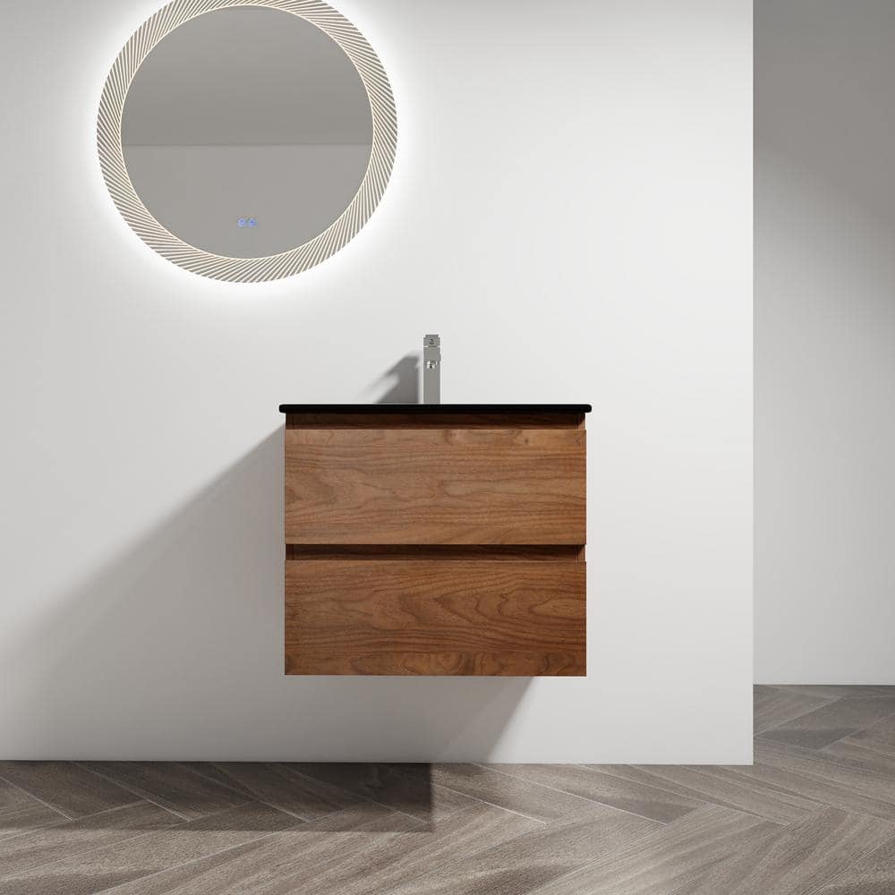 24 in. W x 18 in. D x 20 in. H Single Sink Wall-Mounted Bath Vanity in Brow