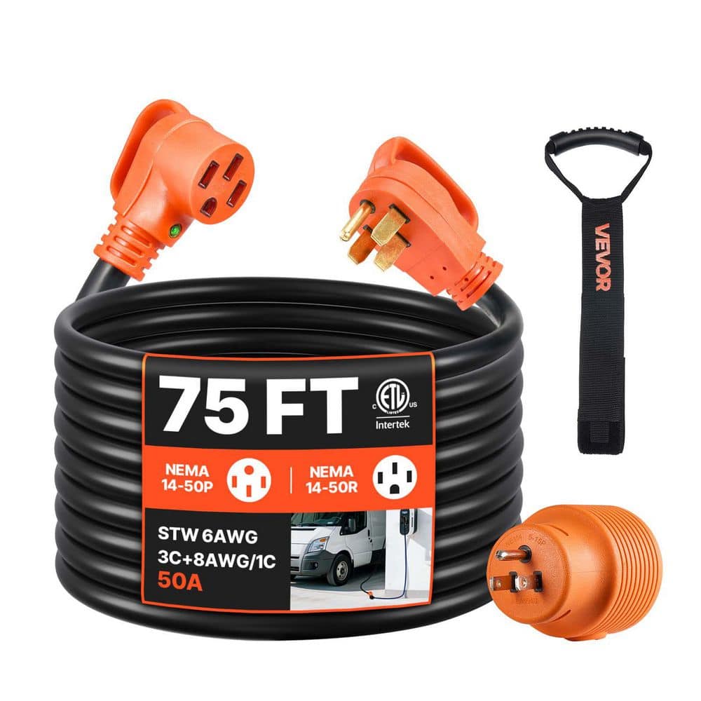 75 ft. STW 6 / 3 + 8/1 Gauge Wire 50 Amps 125V RV Marine Extension Cord, Heavy Duty NEMA 14-50P Male NEMA 14-50R Female price history on PriceWatchPro