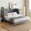 Harper & Bright Designs Gray Wood Frame Queen Size Murphy Bed Modern Rattan Decorative Surface with Large Drawer, USB Charging Port QMY374AAE-Q