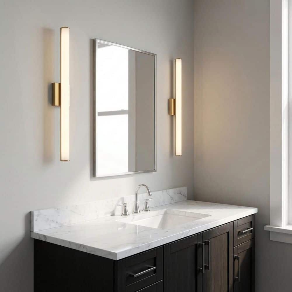Cavitt 30 in. W x 3 in. H Satin Brass Modern LED Indoor Dimmable Bathroom Vanity Light Bar with Acrylic Diffuser price history on PriceWatchPro