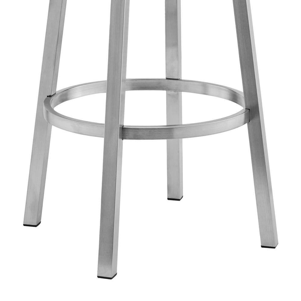 Contemporary 26" Black Faux Leather Swivel Counter Stool with Stainless Steel Base