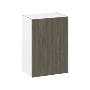Medora textured Slab Walnut Assembled Wall Kitchen Cabinet with Full Height Door (21 in. W x 30 in. H x 14 in. D)