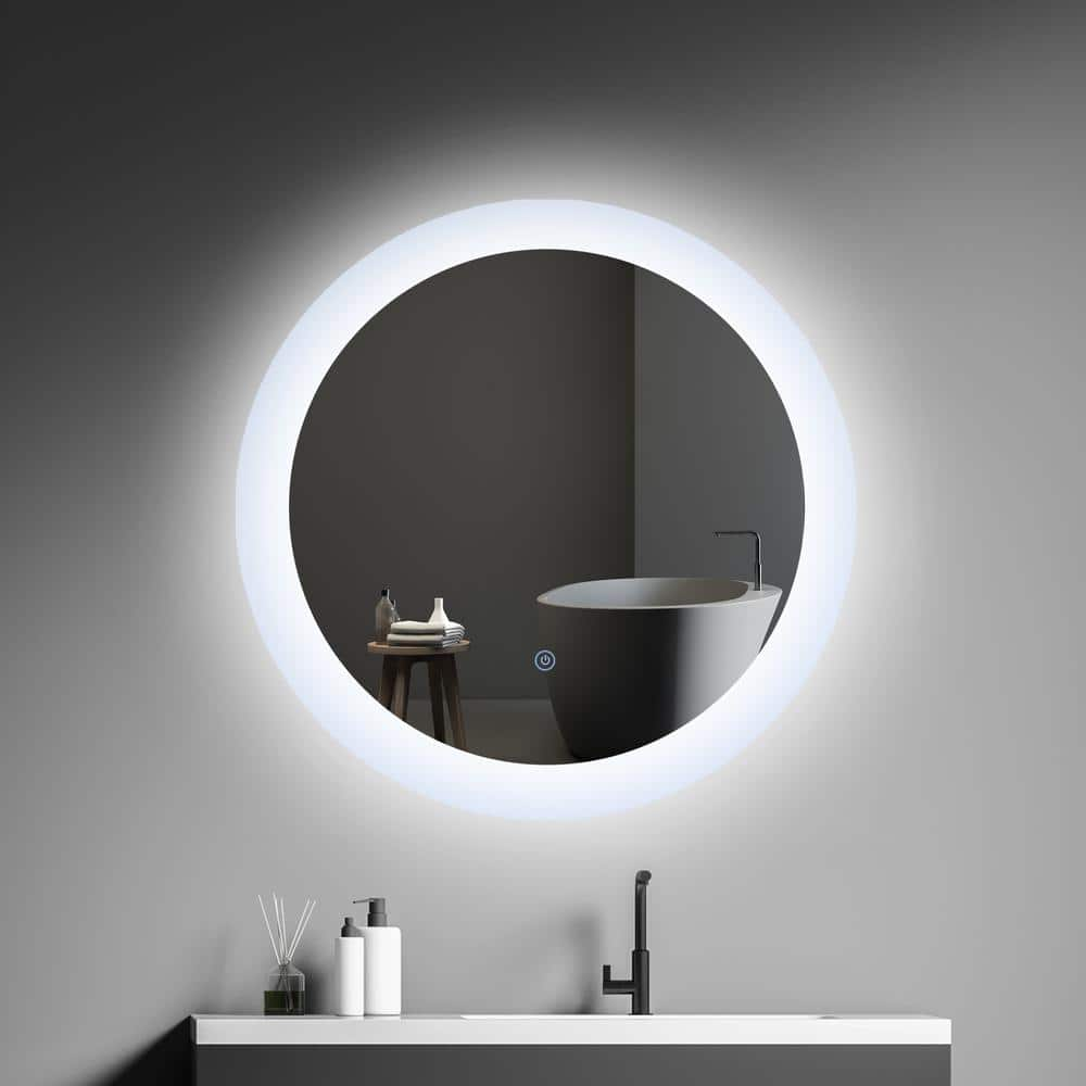 24 in. W x 24 in. H Small Round Frameless Anti-Fog Wall Bathroom Vanity ...