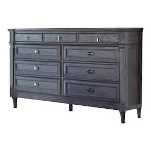 65 in. Gray and Silver Wooden Dresser Without Mirror