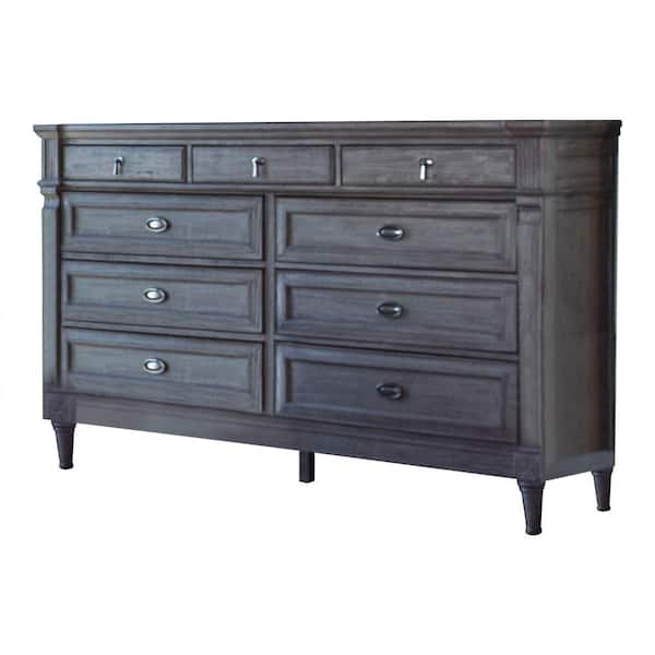 Benjara 65 in. Gray and Silver Wooden Dresser Without Mirror
