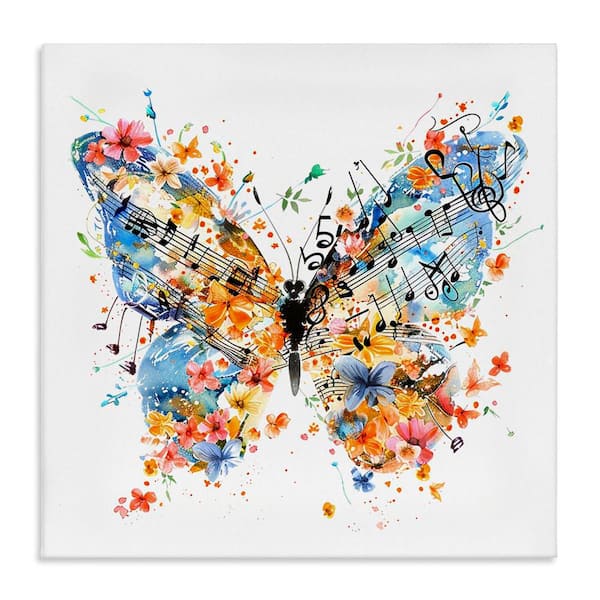 Song Notes Butterfly by LSR Design Studio Unframed Animal Graphic Art Print 24 in. x 24 in.