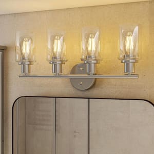 23.09 in. 4-Light Brushed Nickel Bathroom Vanity Lights Fixture (No Bulds Included)