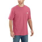 Men's Medium Rosewood Heather Cotton/Polyester Loose Fit Heavyweight Short-Sleeve Pocket T-Shirt