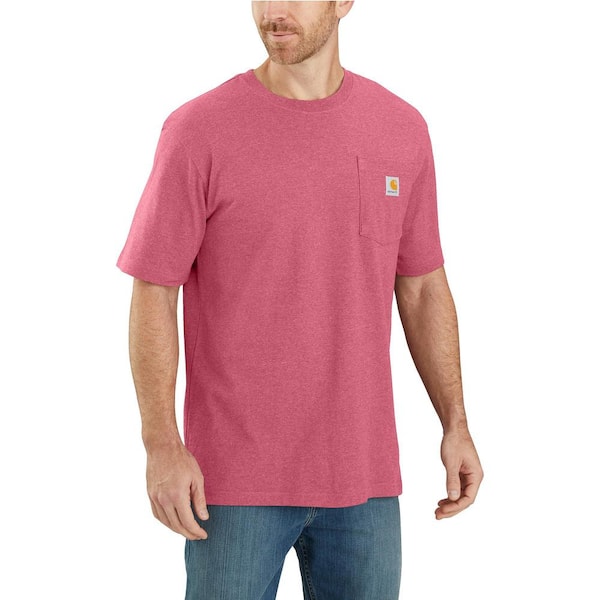 Carhartt Men's Medium Rosewood Heather Cotton/Polyester Loose Fit Heavyweight Short-Sleeve Pocket T-Shirt