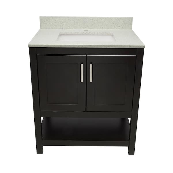 Ella Taos 31 in. W x 22 in. D x 36 in. H Single Sink Bath Vanity in Espresso with Galaxy white Quartz Top single hole