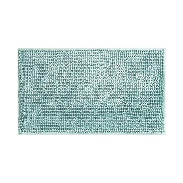 Laura Ashley Butter Chenille Non-Slip Sage Green 17 in. x 24 in. Polyester Bathmat