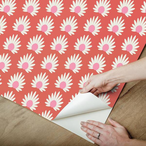 Scalamandre Red Valentino Fleur Peel and Stick Wallpaper Sample