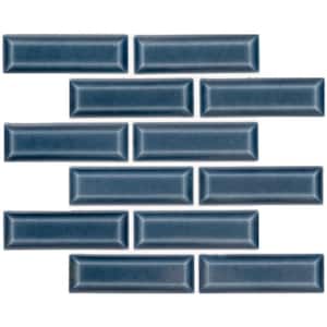 Bay Blue Beveled 12 in. x 12 in. x 10mm Ceramic Mesh-Mounted Mosaic Tile (10 sq. ft./Case)