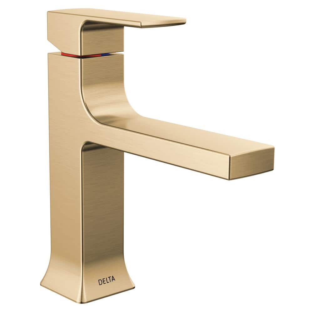 Velum Single Handle Single Hole Bathroom Faucet with Deckplate Included and Drain Kit Included in Champagne Bronze