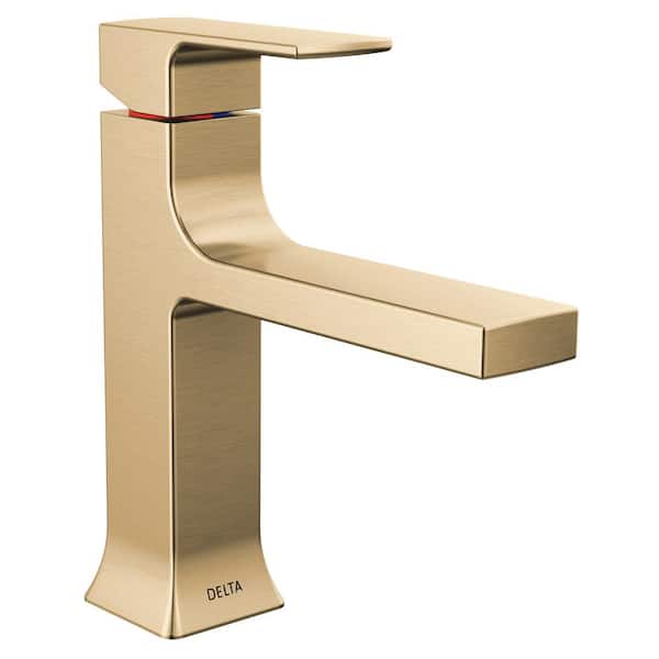 Delta Velum Gold Single Handle Single Hole Bathroom Faucet with Deckplate Included and Drain Kit Included in Champagne Bronze