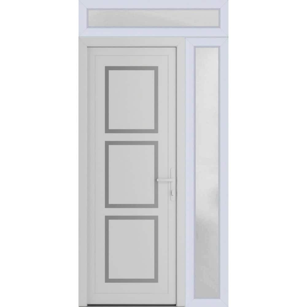 50 in. x 94 in. Left-hand/Inswing Frosted Glass White Silk Steel Prehung Front Door with Hardware price history on PriceWatchPro