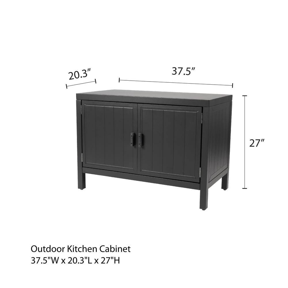 Dark Gray Powder-Coated Aluminum Outdoor Kitchen Cabinet