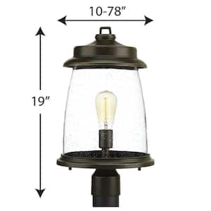 Conover Collection 1-Light Antique Bronze Clear Seeded Glass Farmhouse Outdoor Post Lantern Light