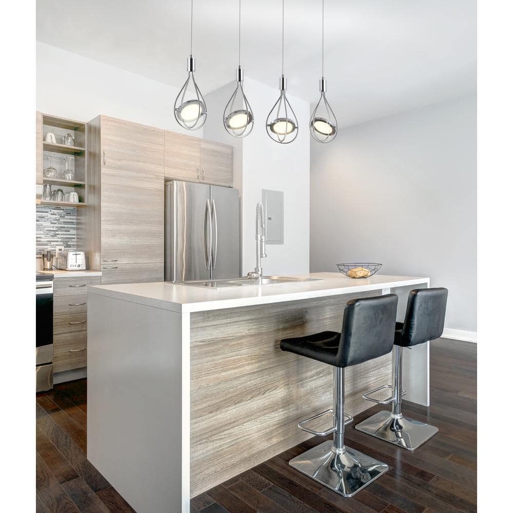 Orion Minimalistic Glam 4-Light Polished Chrome LED Pendant