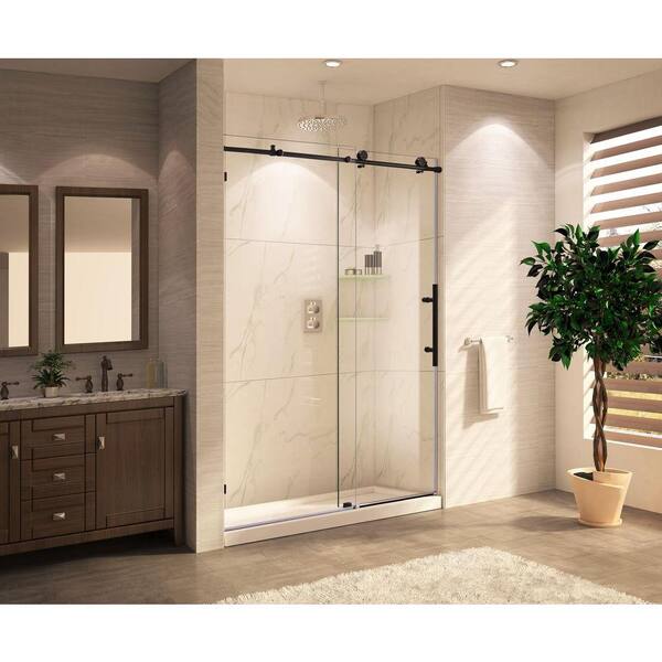 Wet Republic Mocha Lux Premium Tub 60 in. x 62 in. Frameless Sliding Shower Door with Clear Glass in Oil Rubbed Bronze