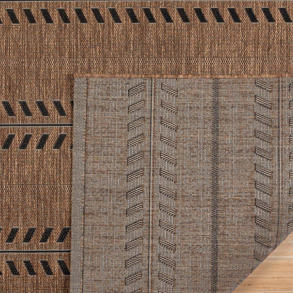 Havana Brown and Black Striped Synthetic Flatweave Runner Rug
