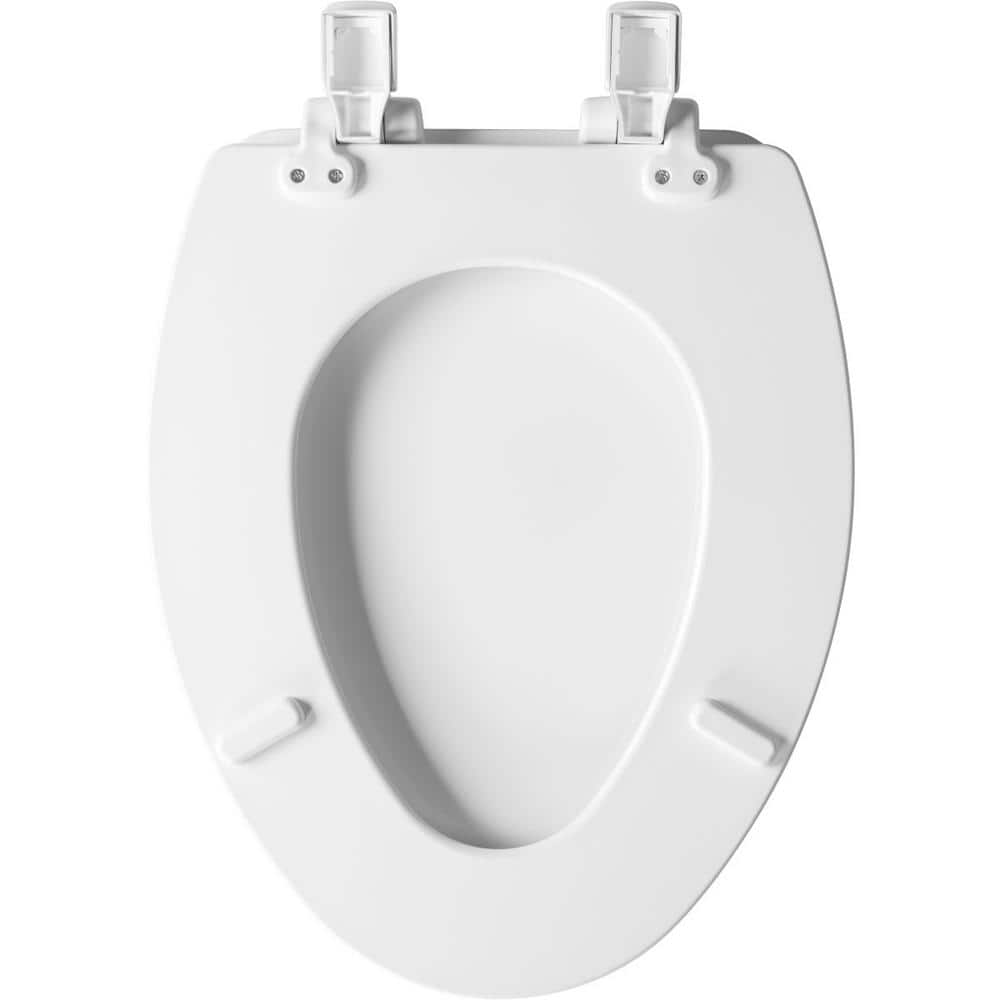 Cotton White Elongated Wood Toilet Seat with Slow Close