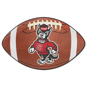 NC State Wolfpack Brown 20.5 in. x 32.5 in. Football Area Rug